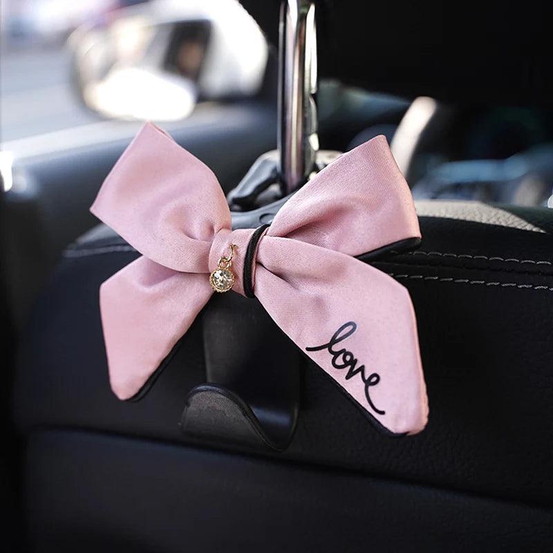 Diamond Bowknot Car Seat Headrest Hook Hanger Storage Organizer