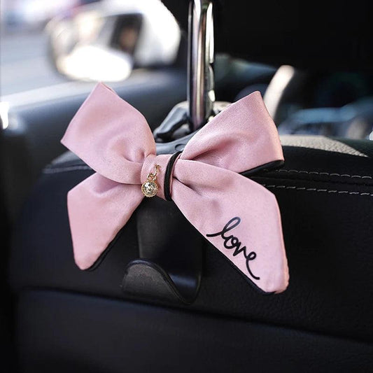 Diamond Bowknot Car Seat Headrest Hook Hanger Storage Organizer