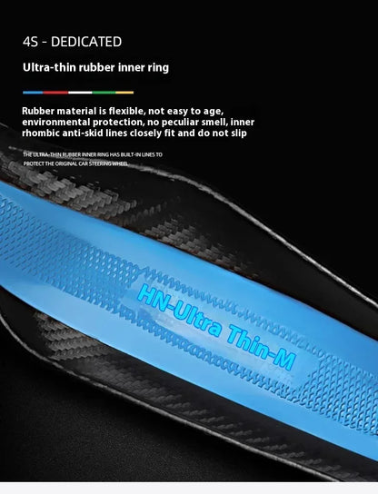 BYD Carbon Fiber Leather Steering Wheel Cover - D Black Leather