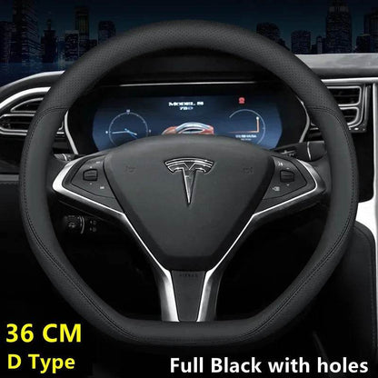 Tesla Premium Leather Steering Wheel Cover – Fit for Model 3/Y/S/X (2019–2025) - 36 D