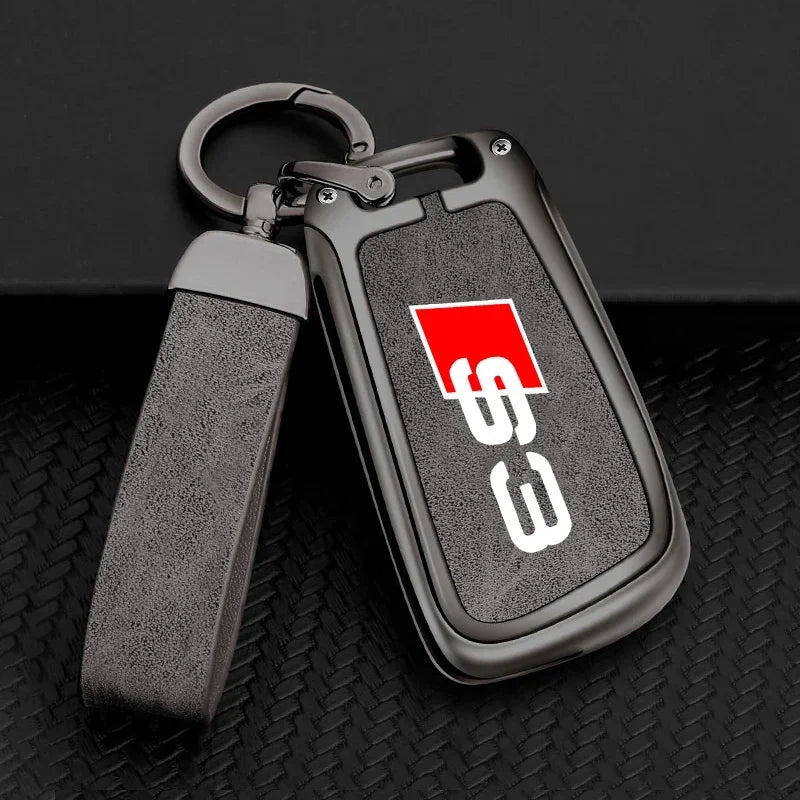 Zinc Alloy Leather Car Key Case Cover For Audi A3 S3 RS3 Keychain