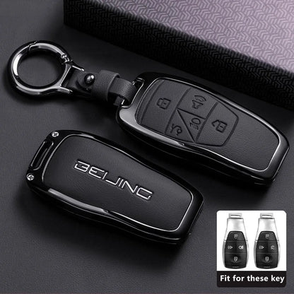 BAIC Leather Key Case - Style6-Black-1PC