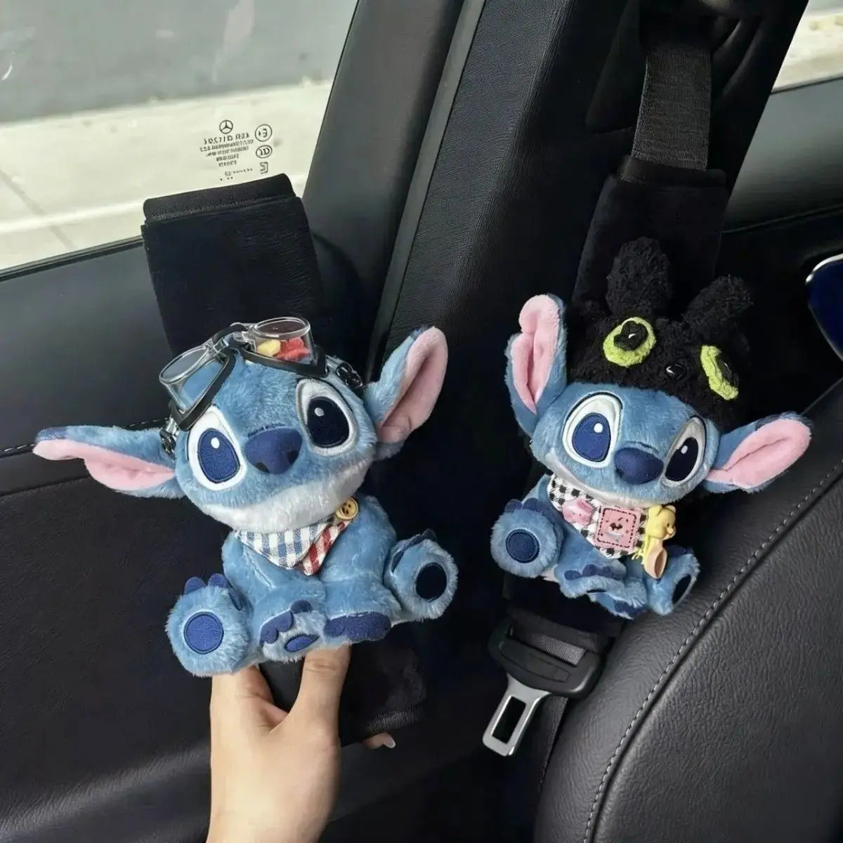 Stitch Car Seat Belt Shoulder Pads with Cute Doll Decoration
