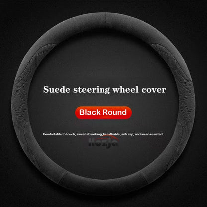 Genesis Suede Steering Wheel Cover - Round Shape / Black