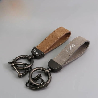 Custom Laser Engraved Suede Leather Keychain - Personalized Logo
