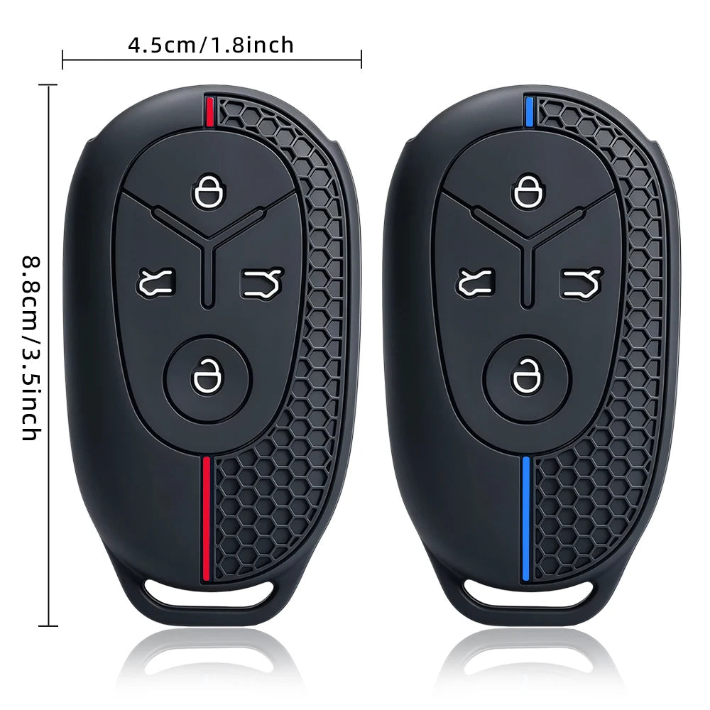 Geely EX2 Proton e.MAS 5 4-button silicone key case - blue line trim