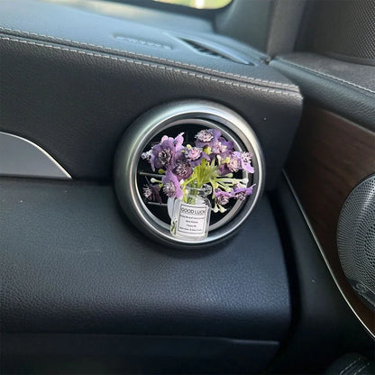 Car Air Vent Flower Clip Ornament – Glass Vase with Babysbreath & Jasmine