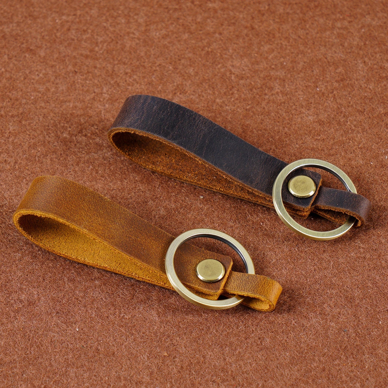 Top Grain Leather Keyring — Minimalist, 7 Colours