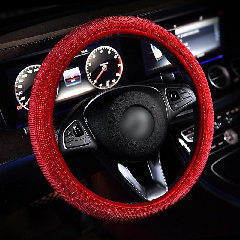 38cm Rhinestone Steering Wheel Cover O-Type Diamond Bling M Size