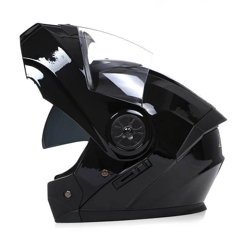 BLD Full Face Motorcycle Helmet – Dual Lens, Modular Flip-Up Casco for Men & Women - Matte black / M