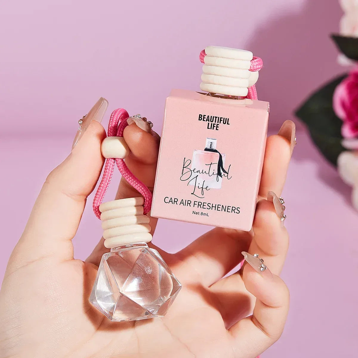 Pink Hanging Car Air Freshener Perfume Pendant - Beautiful Life