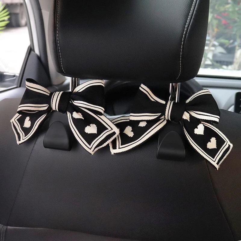2 Pack Car Seat Back Organizers Bowknot Headrest Storage Hooks