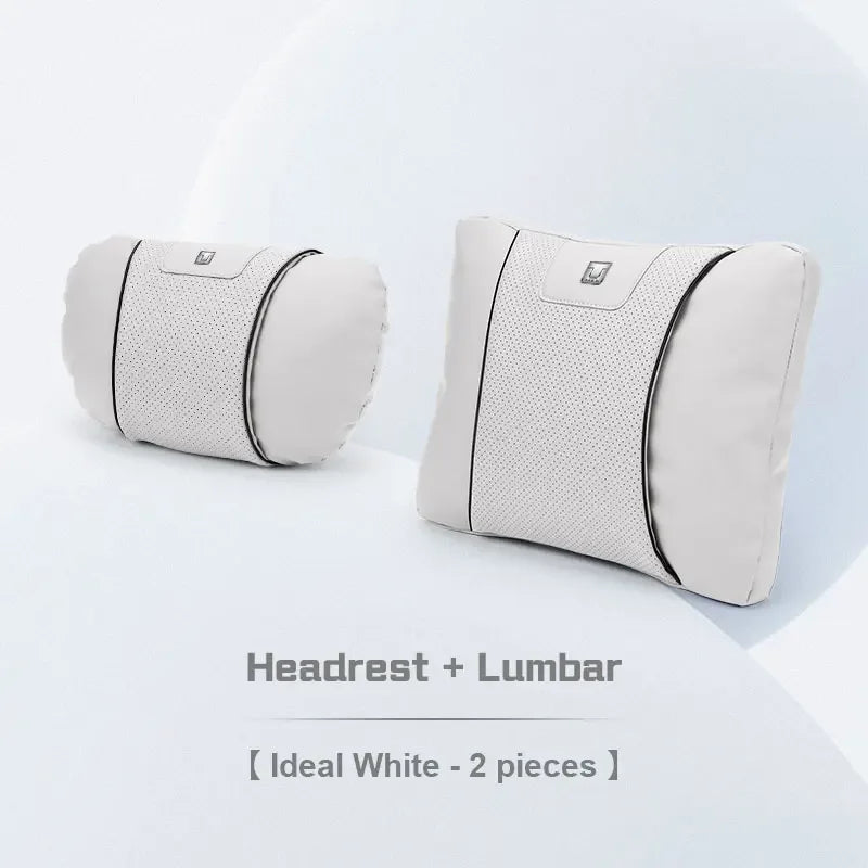 GWM Tank Suede Neck Pillow & Lumbar Support - White set