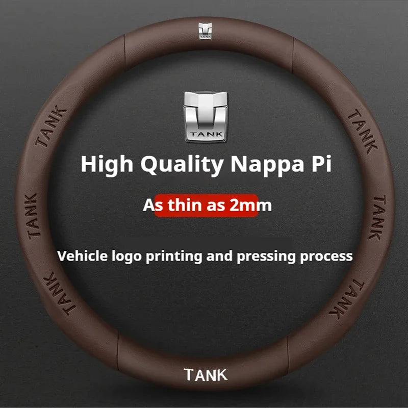 GWM Tank Suede Steering Wheel Cover - Round Shape / Brown (Style E)