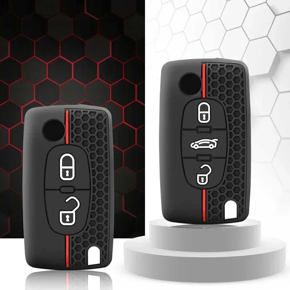 Citroen silicone flip key cover - hinge clearance detail