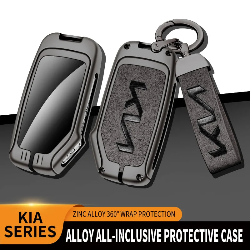 KIA Leather Alloy Remote Key Case Cover