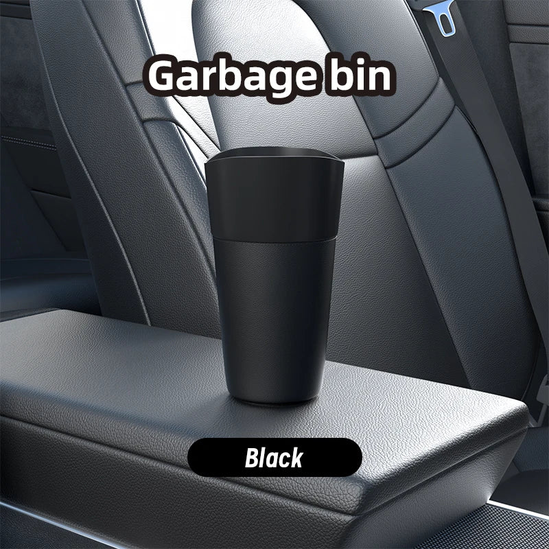 Mini Leather Car Trash Can – Waterproof Dust Bin & Storage Box, Colorful Design - Dark brown / 500mL-1L
