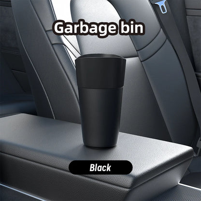 Mini Leather Car Trash Can – Waterproof Dust Bin & Storage Box, Colorful Design - Dark brown / 500mL-1L