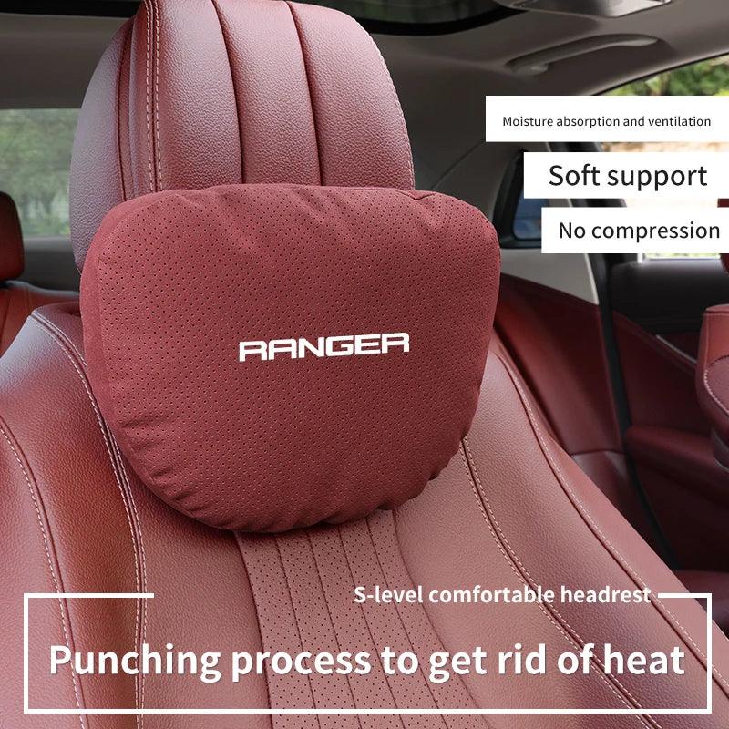 Ford Ranger Soft Neck Headrest & Lumbar Support Cushion Pillow - Headrest Red