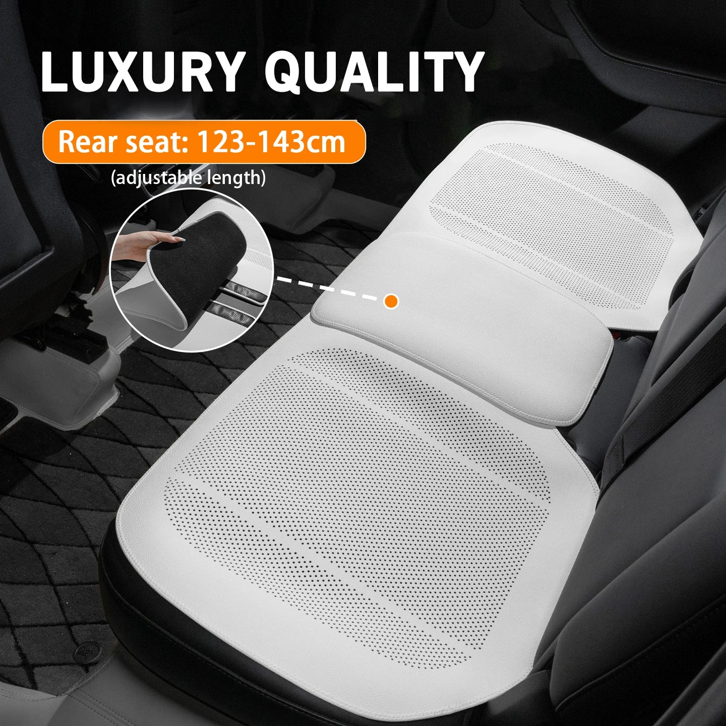 Tesla Car Seat Covers – Full Surround Nappa Leather, Breathable & Sweatproof All Seasons - 1PC White Front