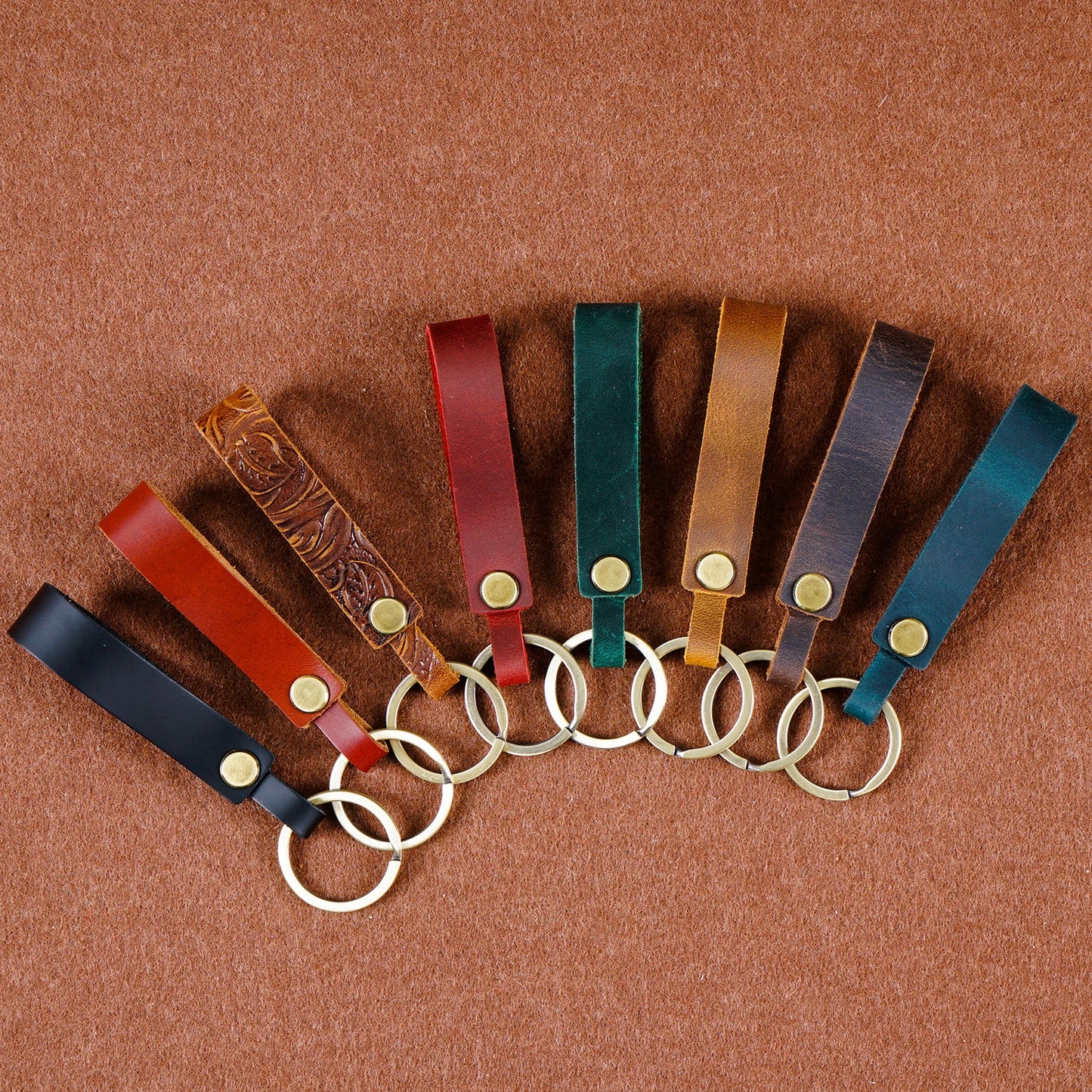 Top Grain Leather Keyring — Minimalist, 7 Colours