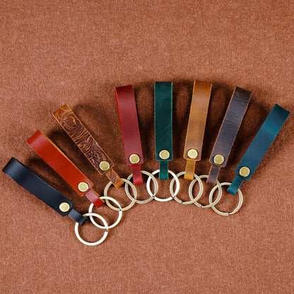 Top Grain Leather Keyring — Minimalist, 7 Colours