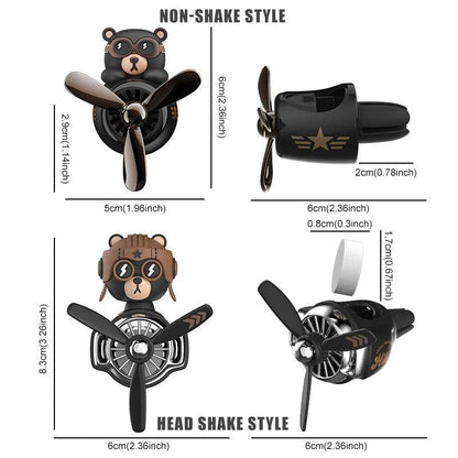 Pilot Bear Car Air Freshener – Rotating Vent Clip Diffuser - BEAR