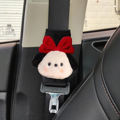Cartoon Bow Dog Seatbelt Cover Shoulder Strap Cushion Pad Kids Women
