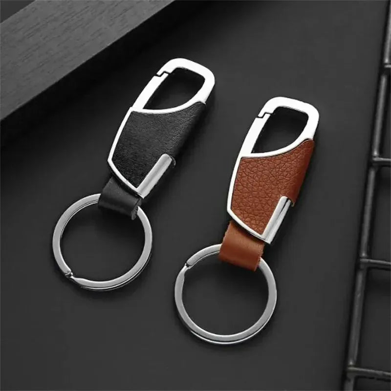 Leather Metal Car Keychain Unisex Waist Key Ring Organizer