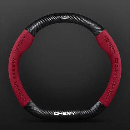Buckskin Carbon Fiber Steering Wheel Cover for Chery Tiggo 7 8 Pro