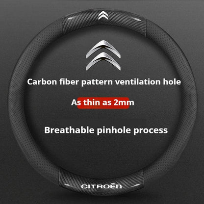 Citroen Leather Steering Wheel Cover - Round Black C