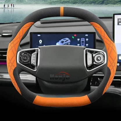 Suede Leather Steering Wheel Cover for Geely Preface Starray Cityray