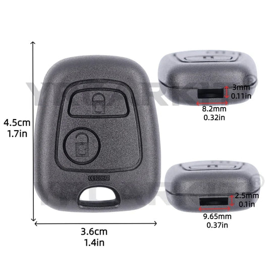 Peugeot 206 & 307 Remote Key Shell — 2 Button Replacement