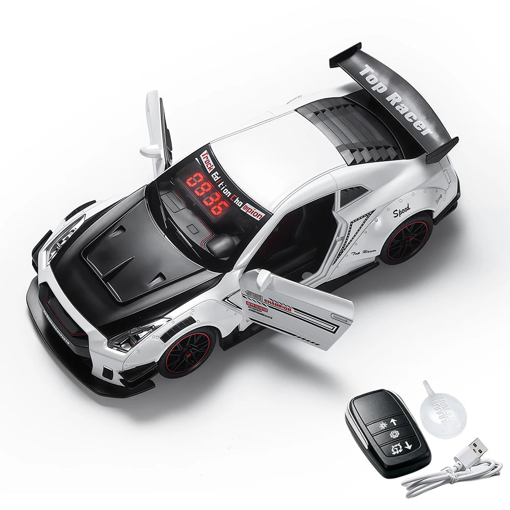 GTR Sports Car Alarm Clock with Engine Sound & Mist Sprayer Desktop Decor