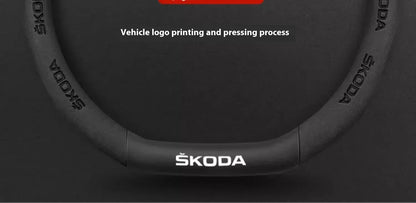 Skoda Kodiaq Octavia Superb Carbon Fiber Steering Wheel Cover - D Carbon Beige