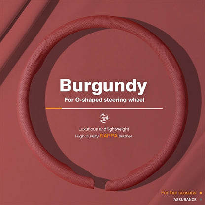 Genesis Nappa Leather Steering Wheel Cover - Round Shape / Burgundy