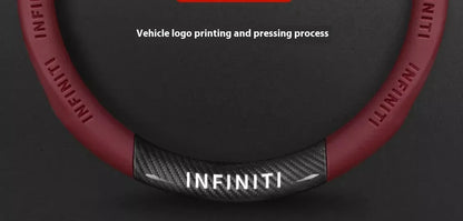 Infiniti Carbon Fiber Leather Steering Wheel Cover - O Leather Red