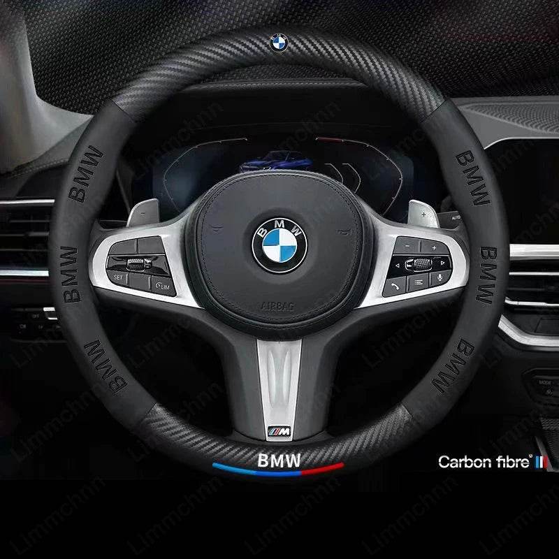 BMW 3D Carbon Fiber Leather Steering Wheel Cover | For G20 G30 G38 X1–X7 Series E90 E92 E93 320 3/5/7 Series - 
