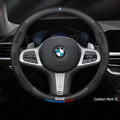 BMW 3D Carbon Fiber Leather Steering Wheel Cover | For G20 G30 G38 X1–X7 Series E90 E92 E93 320 3/5/7 Series - 