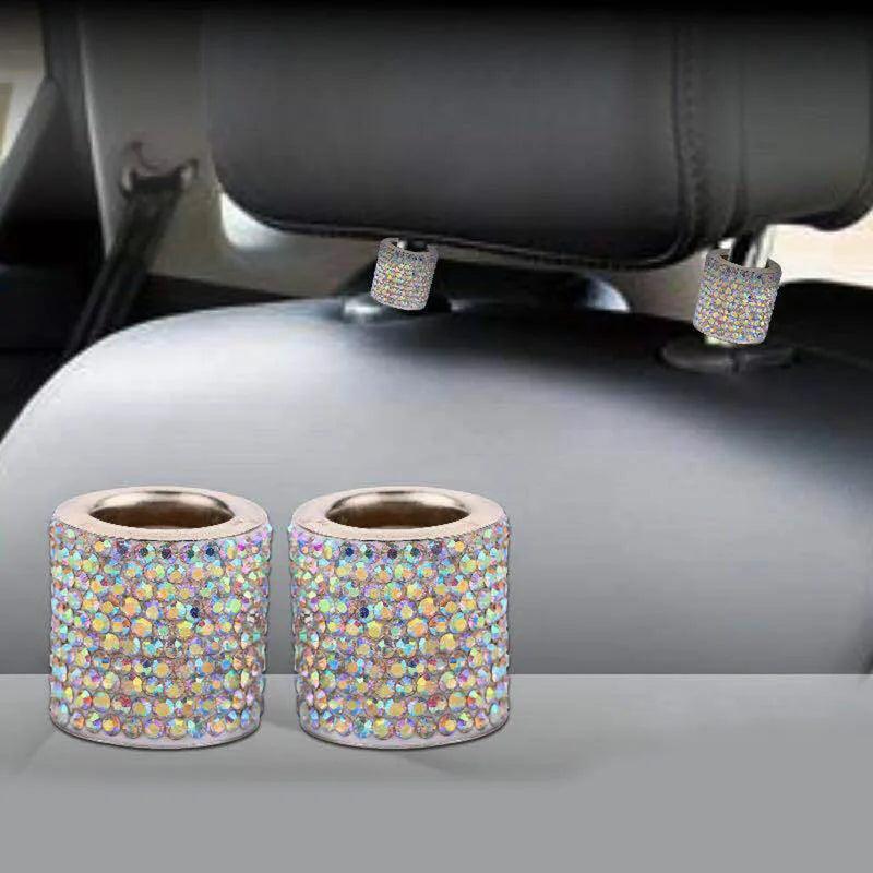 Universal Crystal Rhinestone Car Seat Headrest Ring Collars 2pc Set
