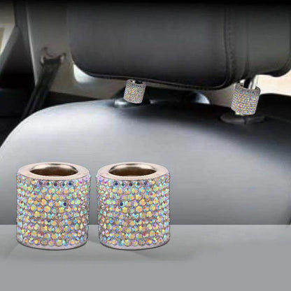 Universal Crystal Rhinestone Car Seat Headrest Ring Collars 2pc Set