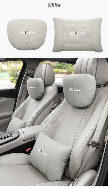 Hyundai N Line Soft Car Neck Headrest & Lumbar Support Pillow - Black Headrest