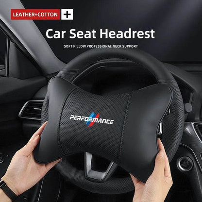 BMW Leather Car Neck Pillow – Fits F25, F15, E90, E60, G22 & More - TZ-Deep red