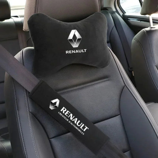 Renault Car Neck Pillow & Seat Belt Shoulder Pad - 2PCS Red Seat Belt Pad
