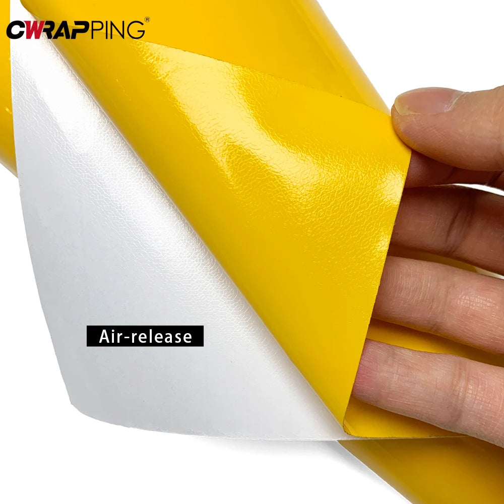Glossy Yellow Vinyl Car Wrap Film — Waterproof Self-Adhesive