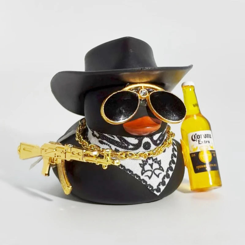 Cowboy Rubber Duck Car Ornament - Black White AK