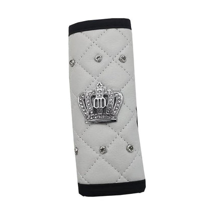 Diamond Crystal Car Seat Belt Pad + Gear Shifter Handbrake Cover Set