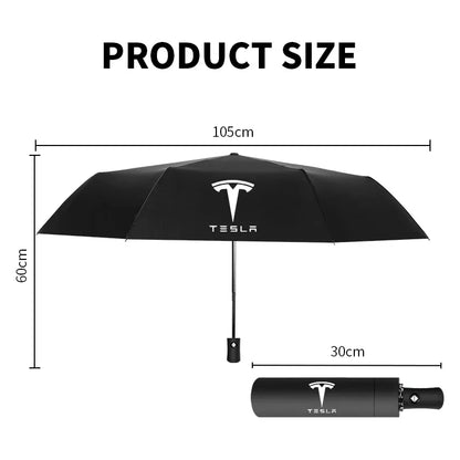 Tesla Branded Fully Automatic Umbrella – Windproof, Compact & Stylish