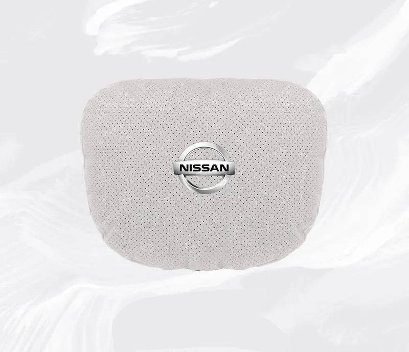 Nissan Car Neck & Lumbar Support Pillow for Sentra, Altima, X-Trail, Qashqai, Kicks & More - headrest 1pc white