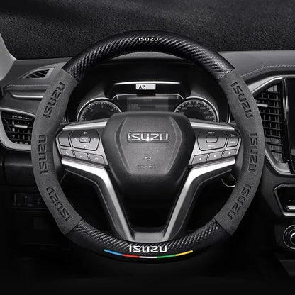 Isuzu Suede Carbon Fiber Steering Wheel Cover - Black